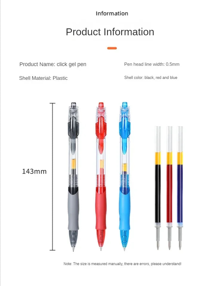 13/30pcs Retractable Gel Pens Set Black/Red/Blue Ink Ballpoint for Writing Refills Office Accessories School Supplies Station