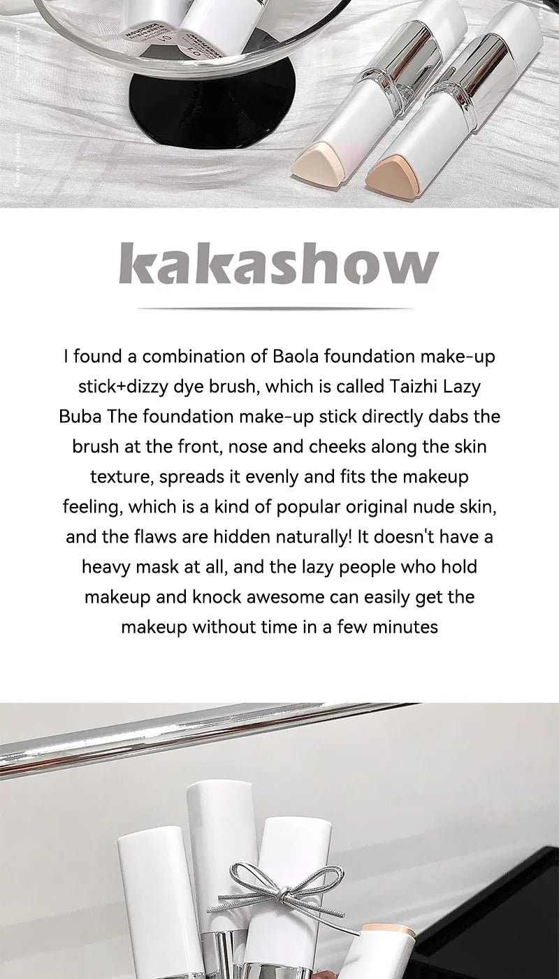 Lazy Foundation Stick, Moisturizing and Natural Concealer Makeup, Matte Makeup Base, Keep Makeup and Sweat