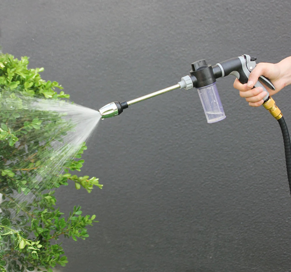 Garden Hose Sprayer Nozzle with Foam Cannon — High Pressure Wand for Car Wash, Watering & Outdoor Cleaning