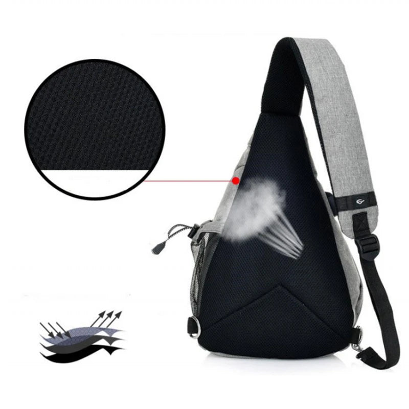 Unisex Sling Chest Bag with USB Charging Port – Crossbody Travel & Sports Bag