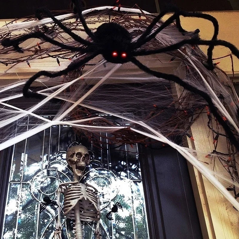 Giant Poseable Plush Spider – Halloween Decoration & Prank Prop for Indoor & Outdoor Haunted House (8 Sizes: 30cm–200cm)