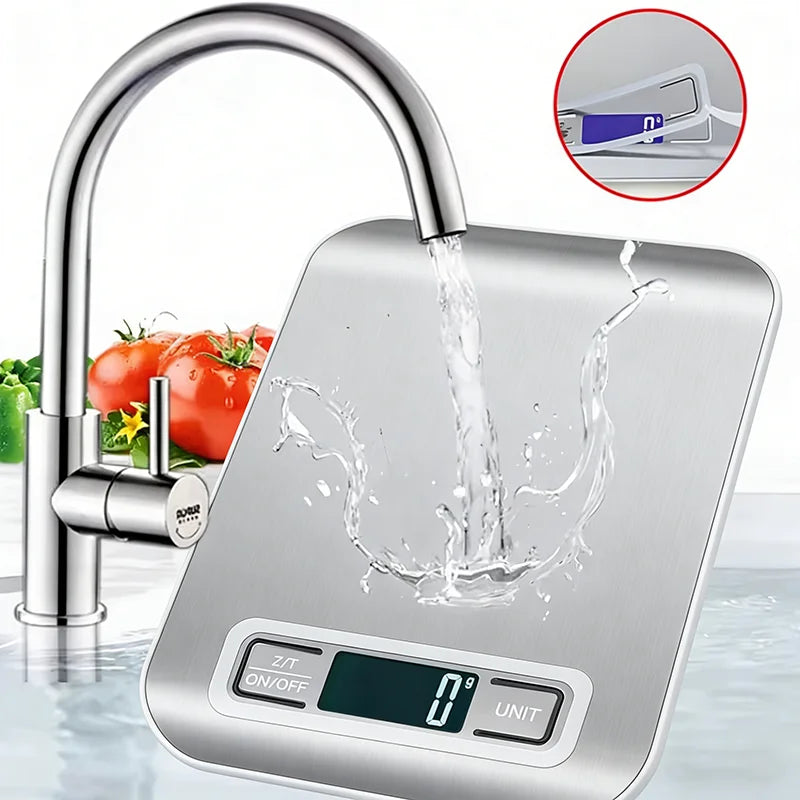 Digital Kitchen Scale 10/5kg-1g LED Display Stainless Steel Panel Electronic Scales for Home Food Snacks Weighing Baking Tool
