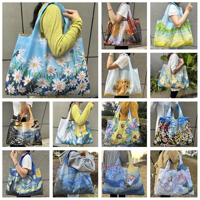 Foldable Nylon Shopping Tote Bag – Reusable Grocery & Travel Shoulder Bag