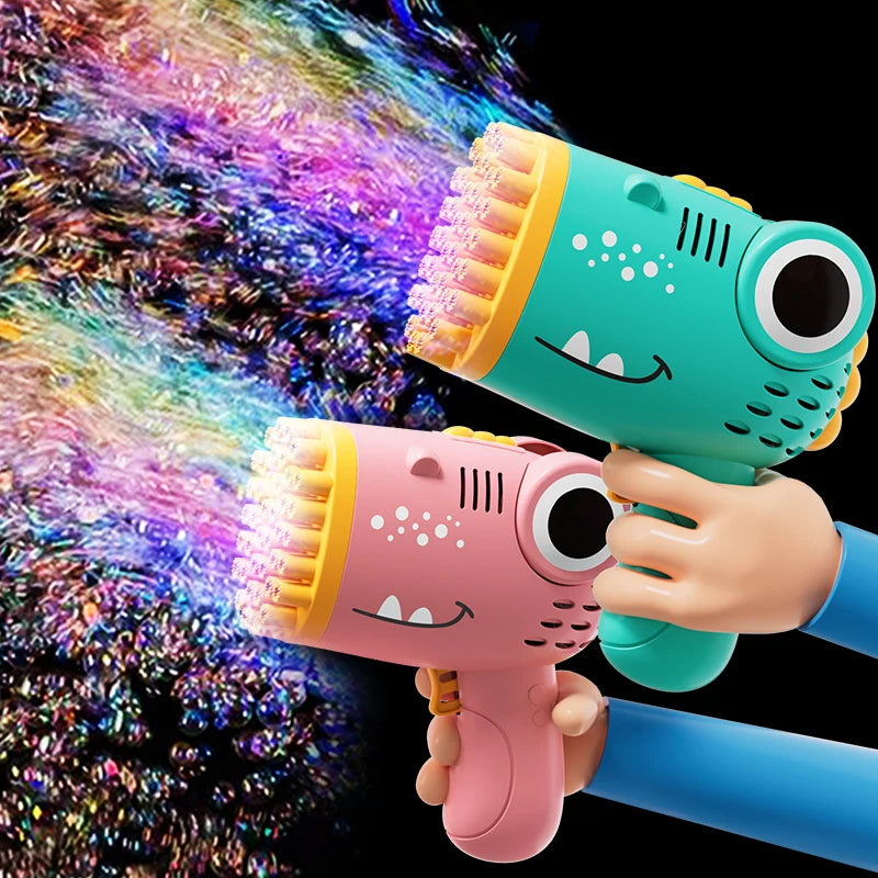 Dinosaur Bubble Machine for Kids – 40-Hole Electric Bubble Gun for Parties & Outdoors