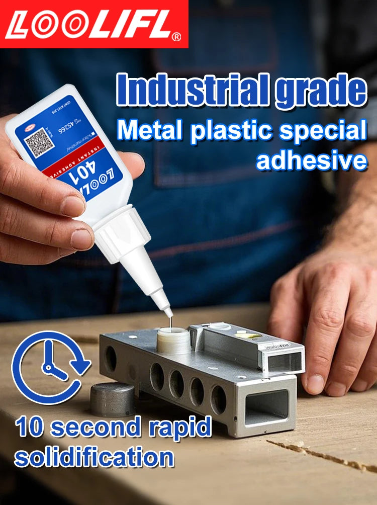 LOOLIFL 401 Super Cyanoacrylate Glue – Waterproof Medium CA Glue for Wood, Metal, Plastic, Ceramic & More (10ml or 20ml, Sing