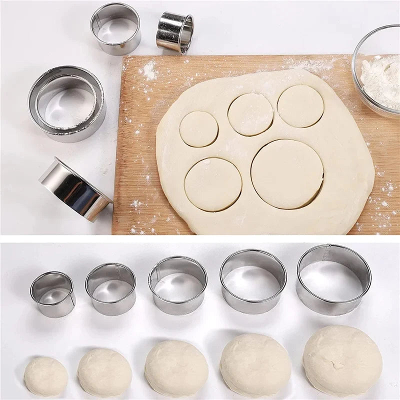 Stainless Steel Round Biscuit & Cookie Cutter Set — 3/5PCS
