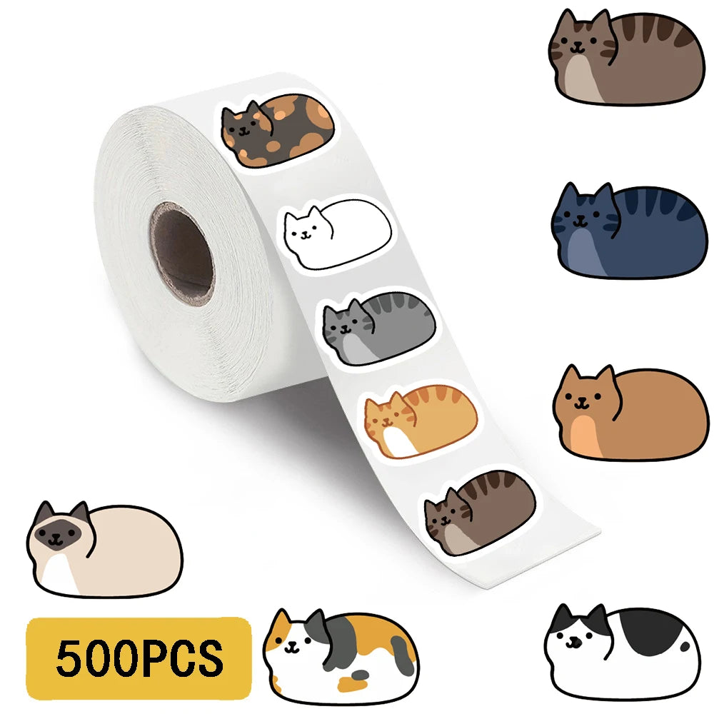 500pcs Kawaii Cartoon Cat Stickers – Waterproof Vinyl Stickers for Laptop, Skateboard, Phone, Luggage & Scrapbooking (Single 