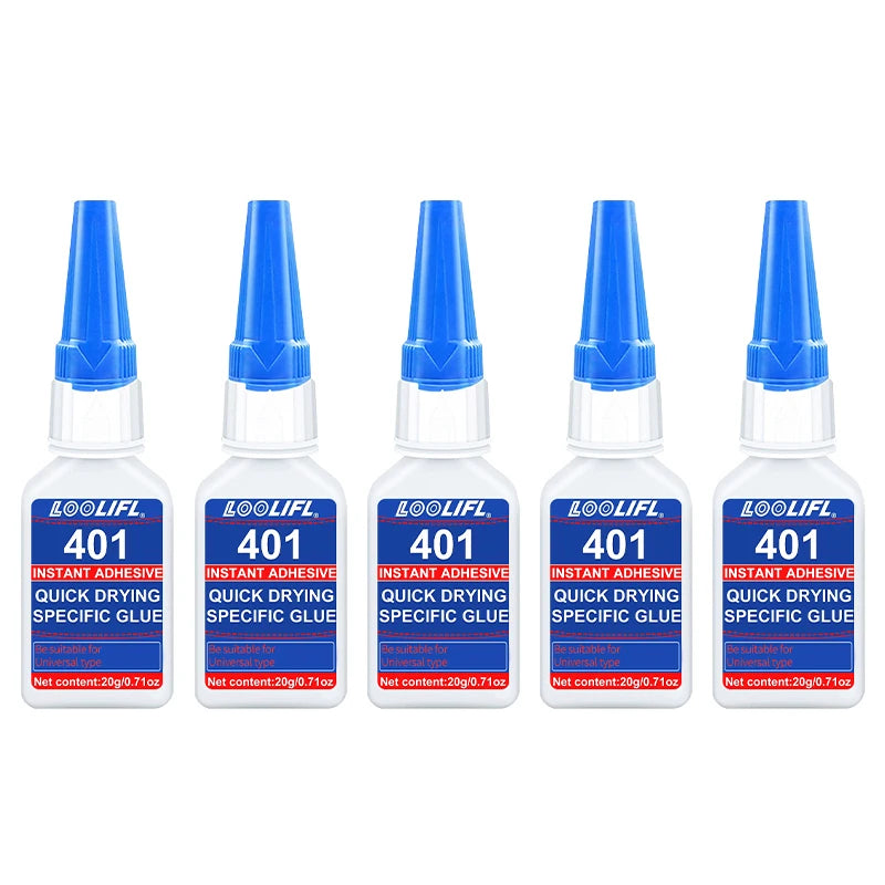 LOOLIFL 401 Super Cyanoacrylate Glue – Waterproof Medium CA Glue for Wood, Metal, Plastic, Ceramic & More (10ml or 20ml, Single or Multi-Packs)