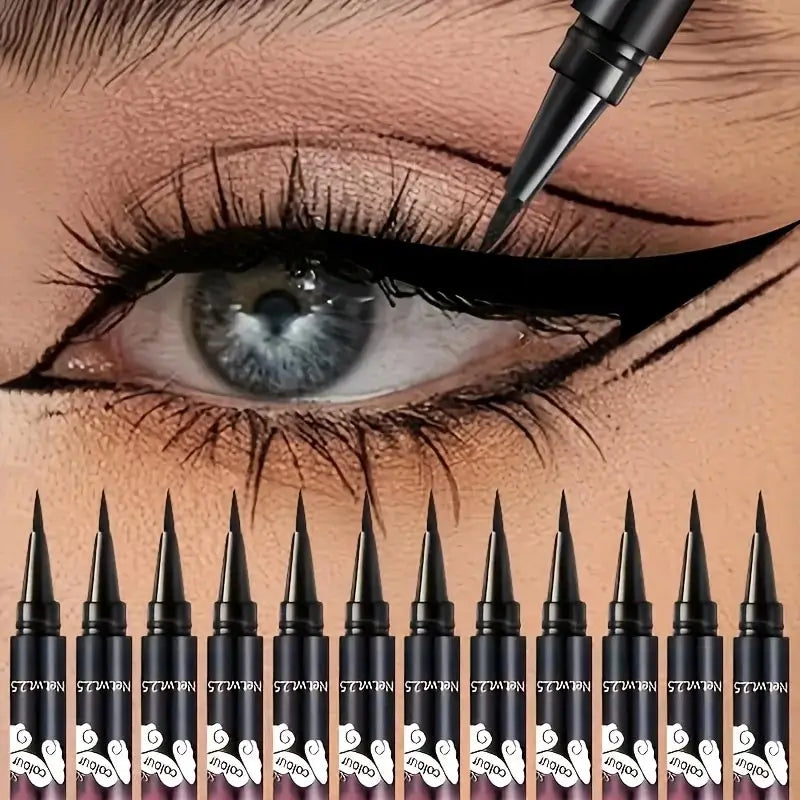 12 PCS Hot Make Up Ultimate Black Liquid Eyeliner Long-lasting Waterproof Eye Liner Pencil Pen Nice Makeup Cosmetic Beauty To