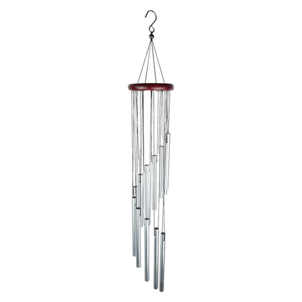 12-Tube Aluminum Alloy Wind Chimes with Gold & Silver Bells – Indoor/Outdoor Decor
