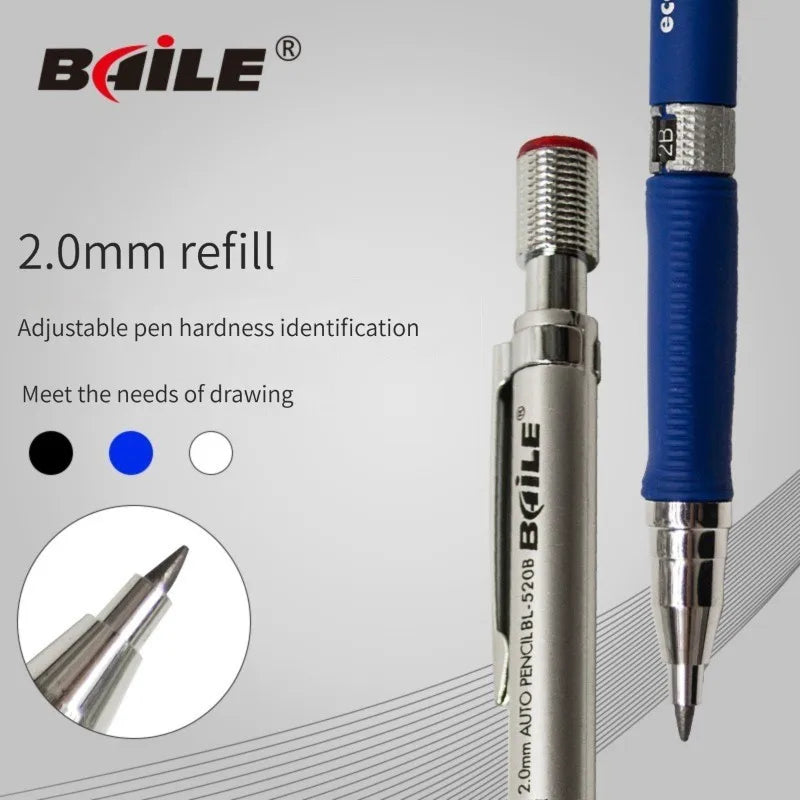 2.0mm Mechanical Pencil Set with 2B Lead Refills – Black & Colour Leads for Writing, Sketching, Drawing & Art (Pencil Sets & 