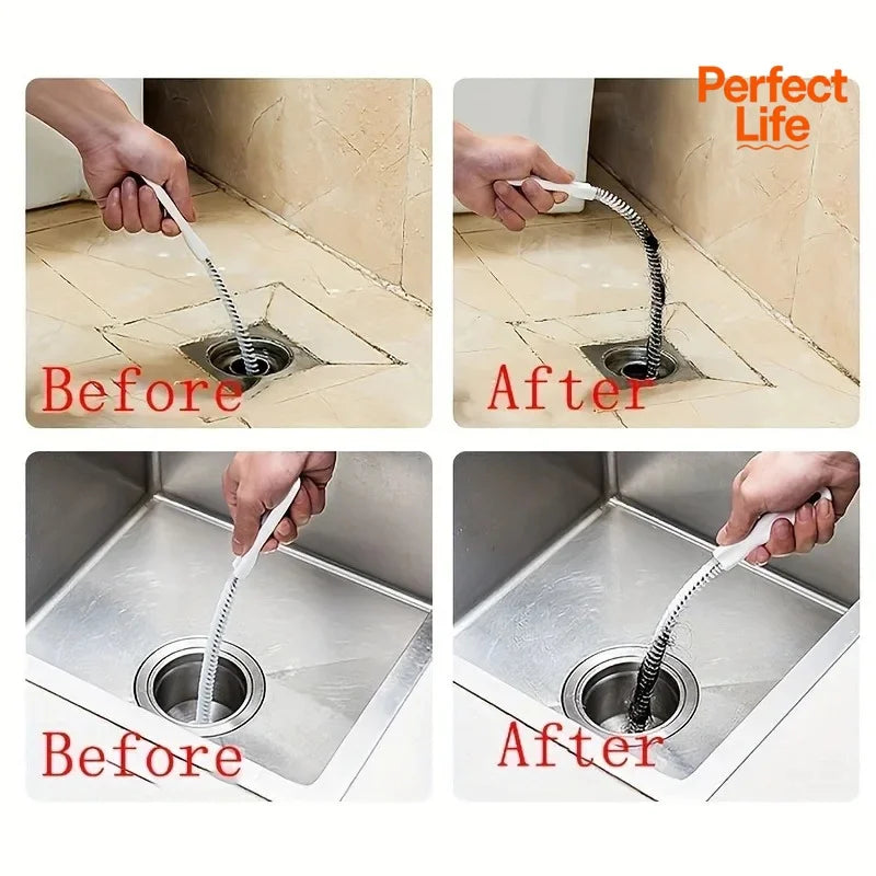 45cm Pipe Dredging Brush Flexible Bathroom Hair Sewer Sink Cleaning Brush Bendable for Home Kitchen Sink Bathroom Hair Sewer