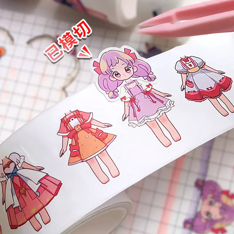Princess Dress-Up Washi Tape – Cute Cartoon Character Clothes Decoration Tape for Kids’ Journals, Handbooks & Scrapbooks (1 B
