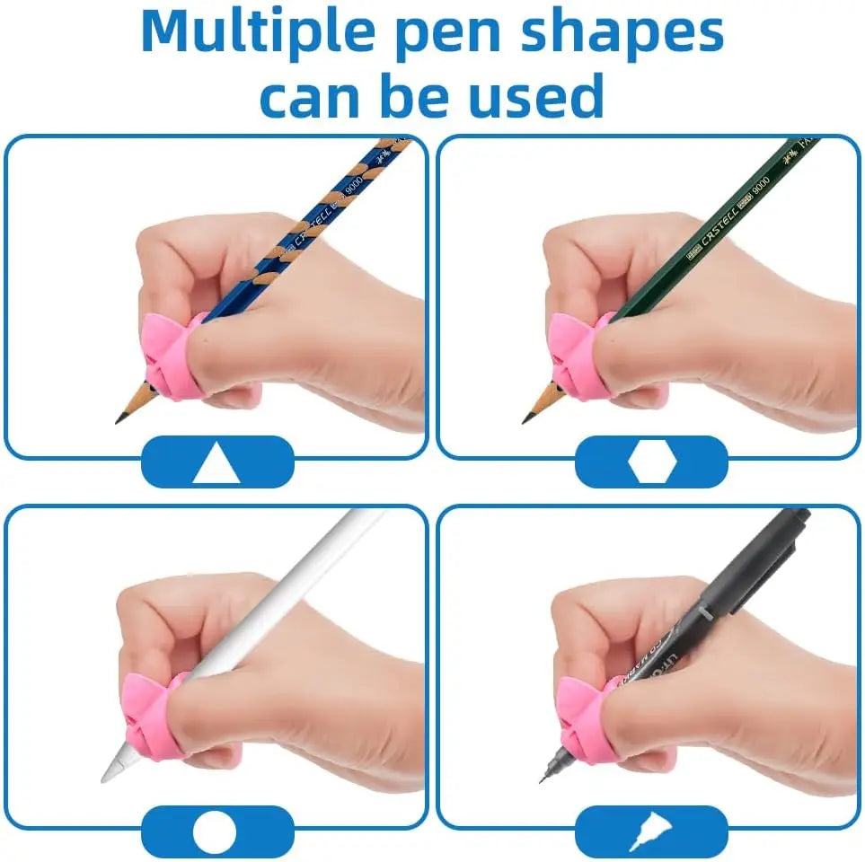 4-Pack Ergonomic Pen Grip Correctors – Five-Finger Posture Trainer for Kids Learning to Write (Mixed Colours)