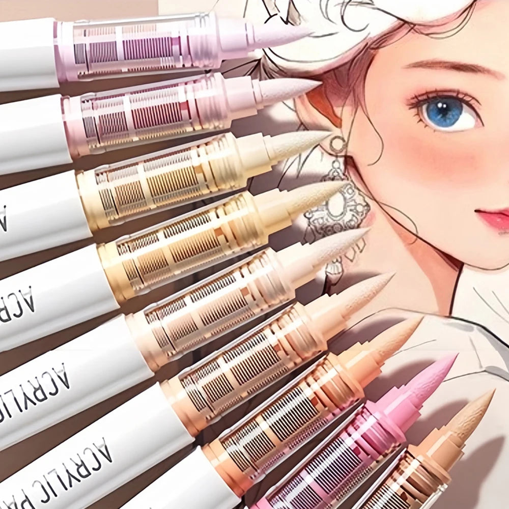 Acrylic Brush Marker Set – 9-Colour Pro Palette Series with Automatic Ink Control for Illustration & Fine Art (9 Series Avail