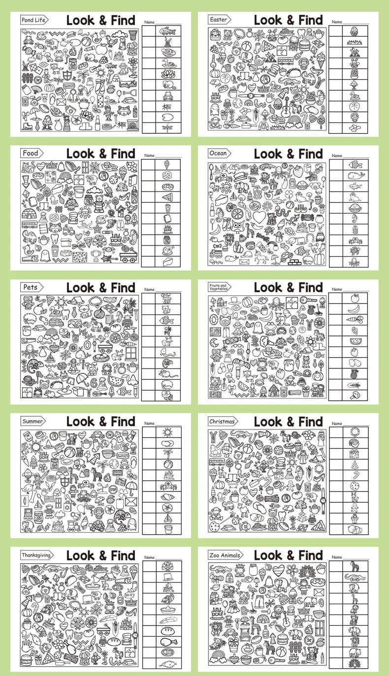 Children’s Search & Find Activity Book – Visual Perception, Colouring, Focus & Handwriting Exercises for Kids (32 Pages)