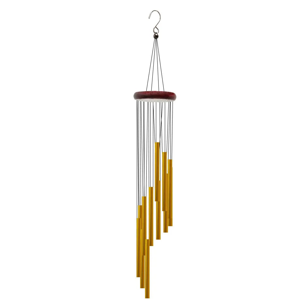 12-Tube Aluminum Alloy Wind Chimes with Gold & Silver Bells – Indoor/Outdoor Decor
