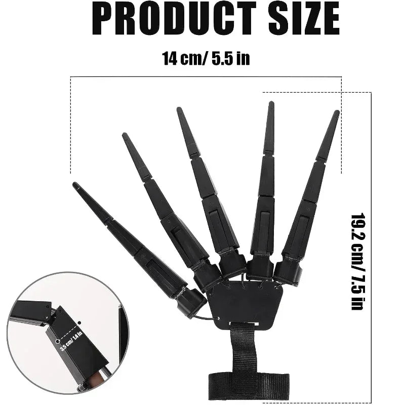 Articulated Skeleton Ghost Claw Finger Extensions – Realistic Horror Halloween Cosplay Prop (Left, Right or Pair, One Size)