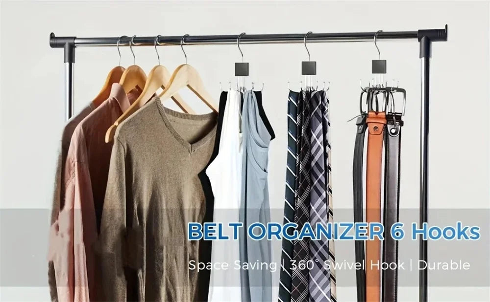 360°Rotating Belt Hanger Hook Durable Belts Rack Organizer for Belts Scarves Bras Ties Home Dorm Storage Hanger Closet Organi