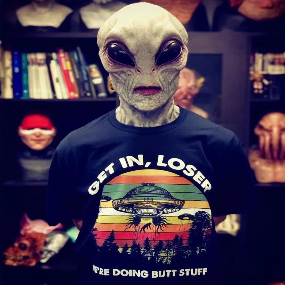 Halloween Alien UFO Skull Latex Mask – Horror Sci-Fi Cosplay Helmet for Carnival, Costume & Dress-Up Parties (6 Designs)