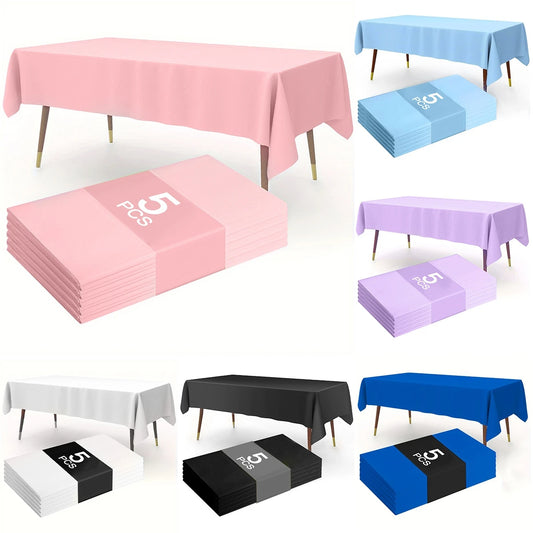 Disposable Plastic Tablecloth for Parties & Events (1/5 Pack)
