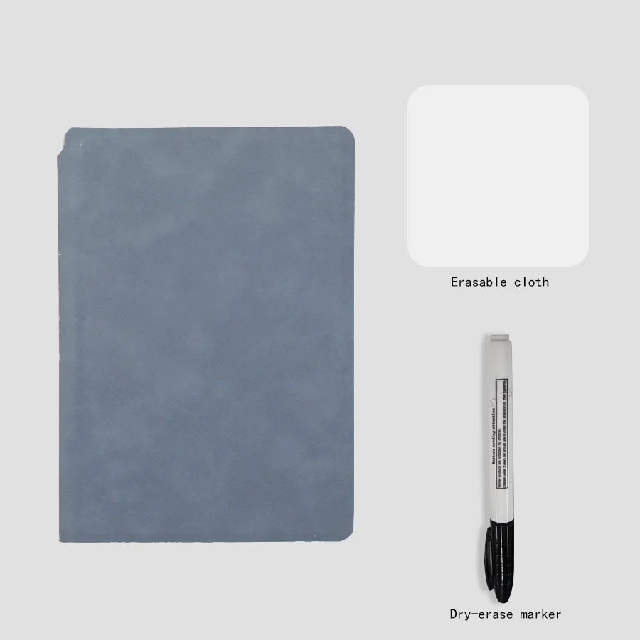 A5 Reusable Whiteboard Notebook Set – Leather Weekly Planner & Memo Pad with Whiteboard Pen & Erasing Cloth (6 Colours)