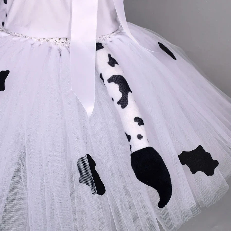 Girls’ Animal Print Tutu Costume Dress – Forest Theme Halloween Cosplay & Dance Performance Set for Kids