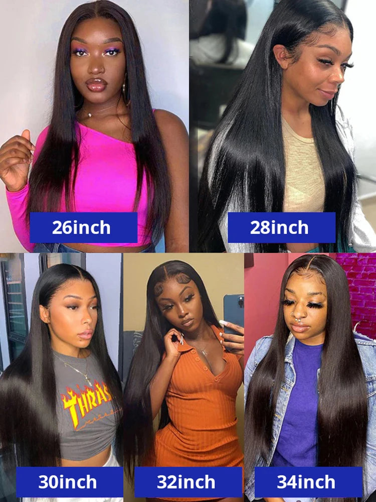 Bone Straight Human Hair Wig – 13x4 & 13x6 HD Lace Front, 200%-300% Density, 20–40 Inch