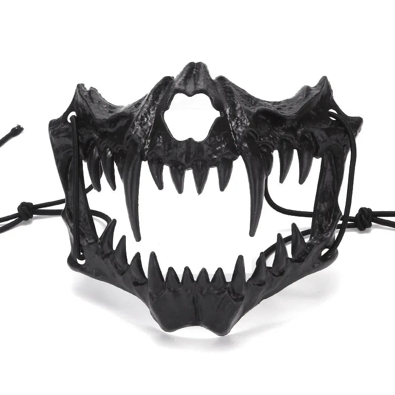 Japanese Half-Face Resin Mask – Dragon God, Tiger, Tengu, Wolf & Skull Styles for Halloween & Cosplay