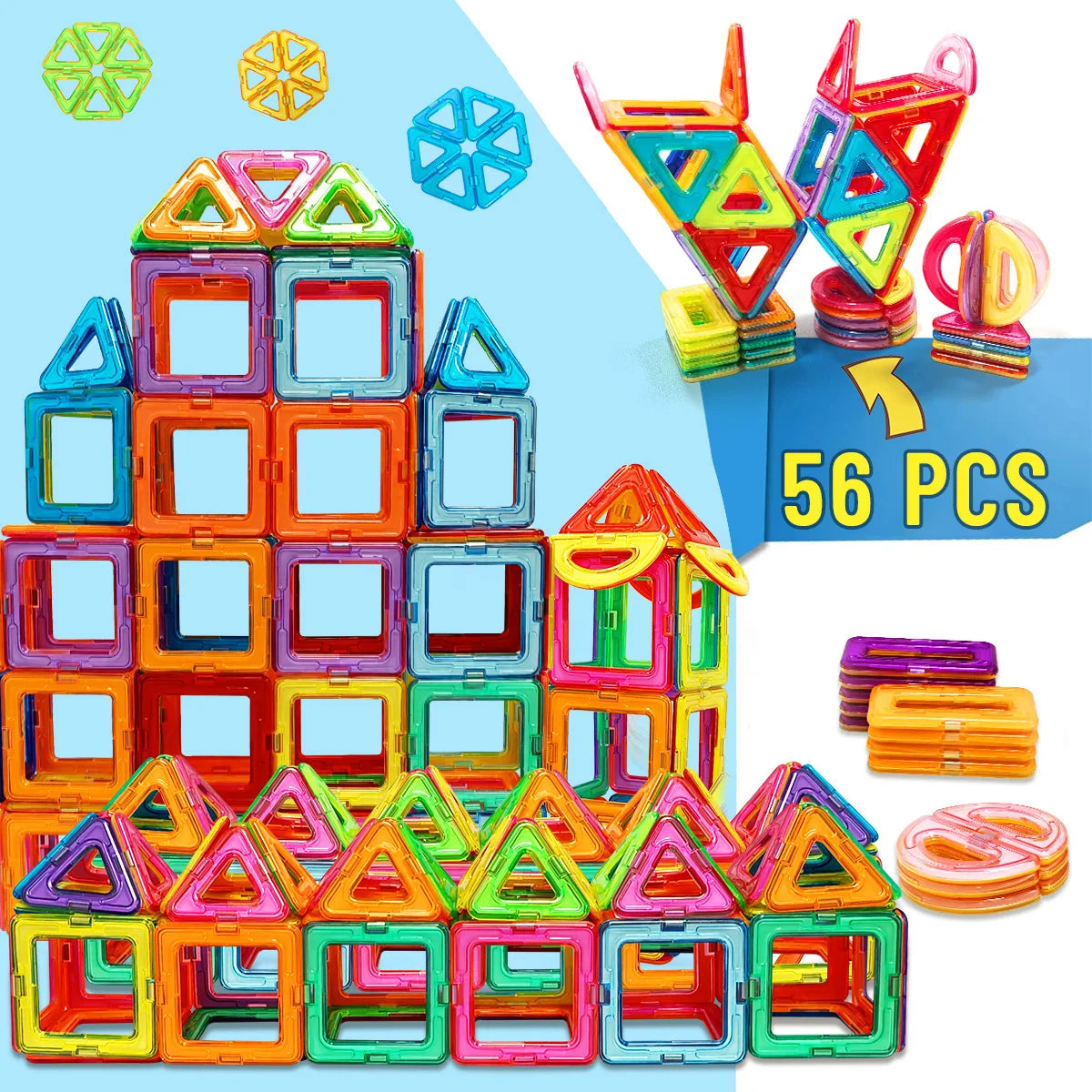 Magnetic Building Blocks – Medium Size STEM Construction Toy for Kids Ages 4–12 (20 to 84 Pieces)