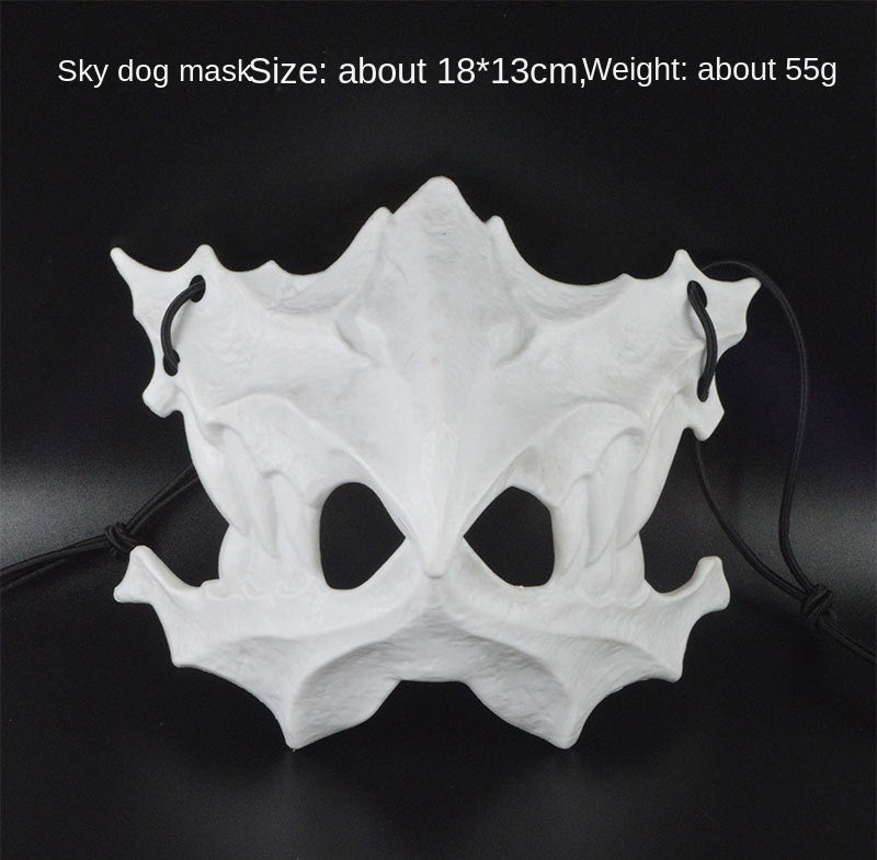 Japanese Half-Face Resin Mask – Dragon God, Tiger, Tengu, Wolf & Skull Styles for Halloween & Cosplay
