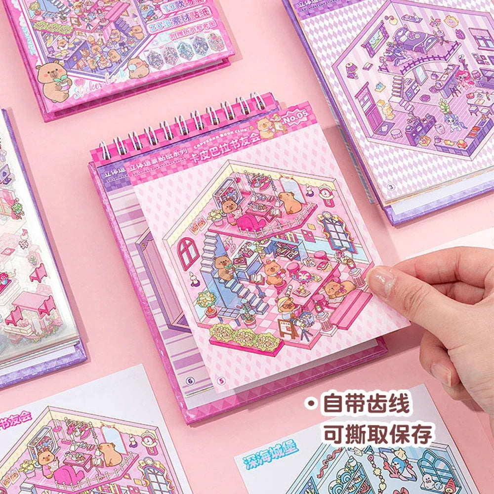Mr. Paper 30Pcs 3d three-dimensional stacking miniature scene stickers scenery sticker book girls puzzle handmade diy stress