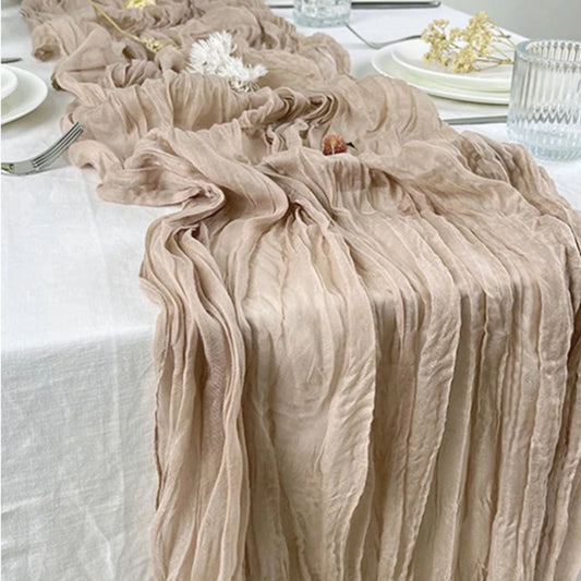 Sage Cheesecloth Table Runner - Boho Wedding & Vintage Decor
