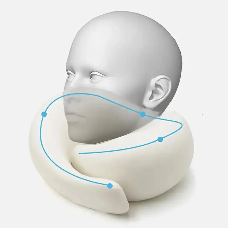 Travel Neck Pillow Memory Foam U-shaped Pillow Snail Style Travel Neck Support Portable Adjustable Soft Noon Break Sleep Pill