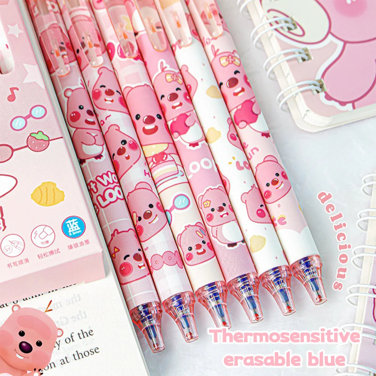 Capybara Erasable Refillable Gel Pens – Smudge-Free 0.5mm Cute Animal Stationery for Students & Office (5- or 6-Pack)