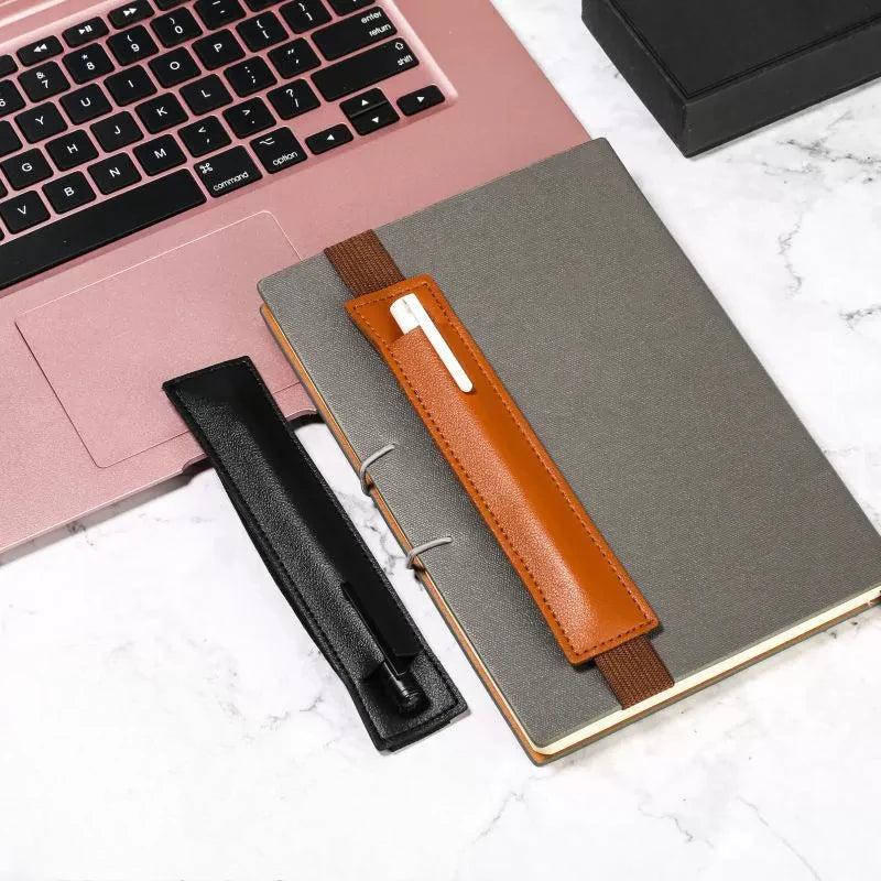 PU Leather Pen Case with Elastic Buckle – Slim Portable Pencil Pouch for School, Office & Meetings (Single or Wide Style, 6 C