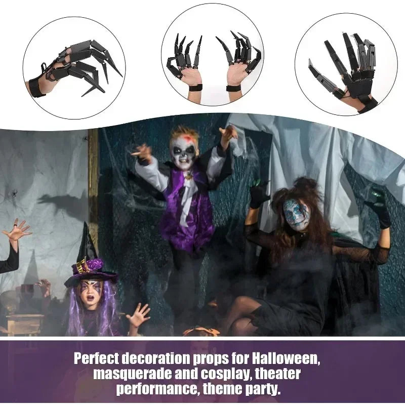 Articulated Skeleton Ghost Claw Finger Extensions – Realistic Horror Halloween Cosplay Prop (Left, Right or Pair, One Size)