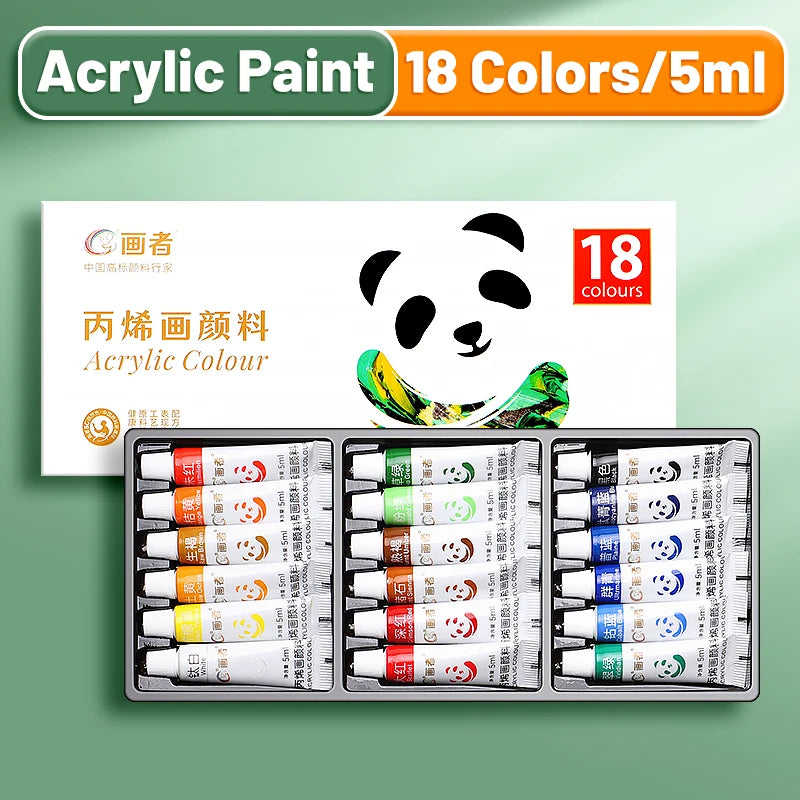 Acrylic Paint Set – Waterproof Rich Pigment Tubes for Canvas, Glass, Rock & Paper DIY Art (12, 18 or 24 Colours, 5ml each)