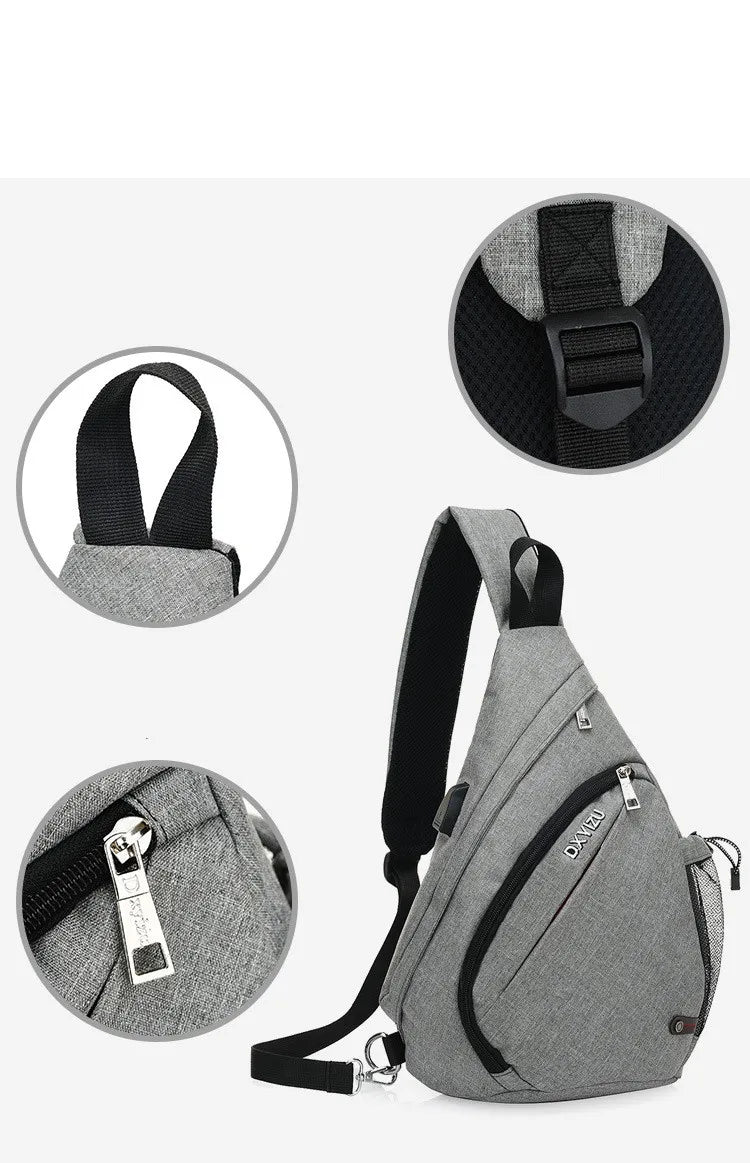 Unisex Sling Chest Bag with USB Charging Port – Crossbody Travel & Sports Bag