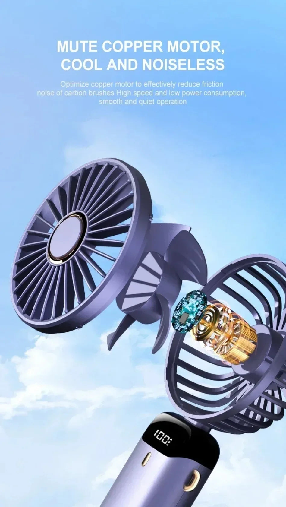 Folding Fan with Phone Stand – USB-C