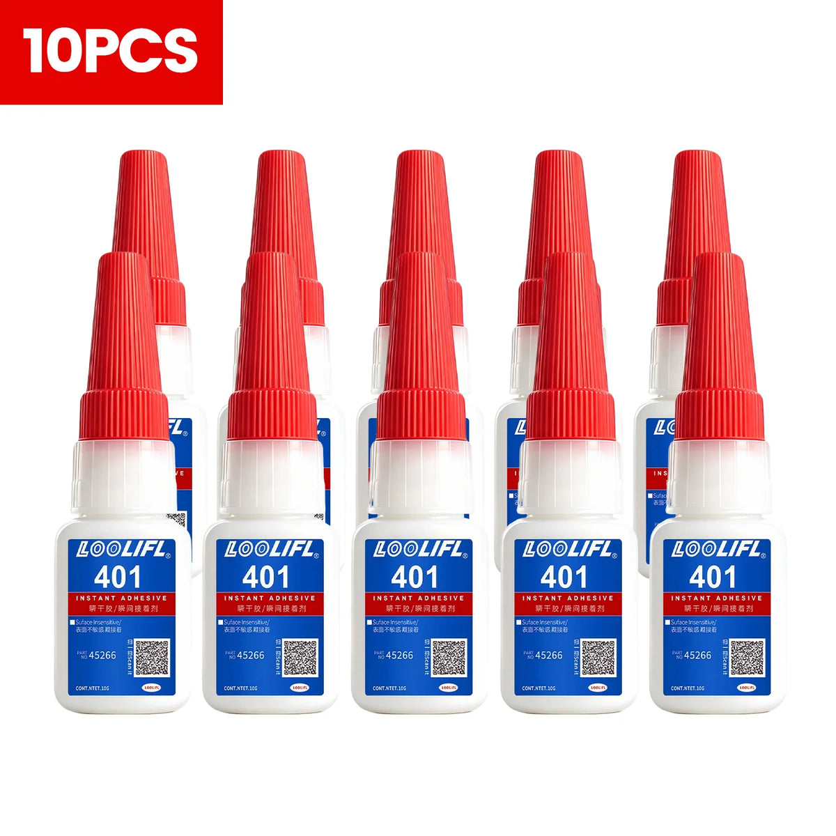 LOOLIFL 401 Super Cyanoacrylate Glue – Waterproof Medium CA Glue for Wood, Metal, Plastic, Ceramic & More (10ml or 20ml, Single or Multi-Packs)