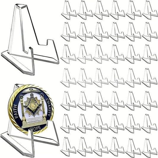 Mini Triangular Acrylic Card Display Stands – 10 or 30-Pack Holder for Photos, Idol Cards, Coins & Sports Trading Cards