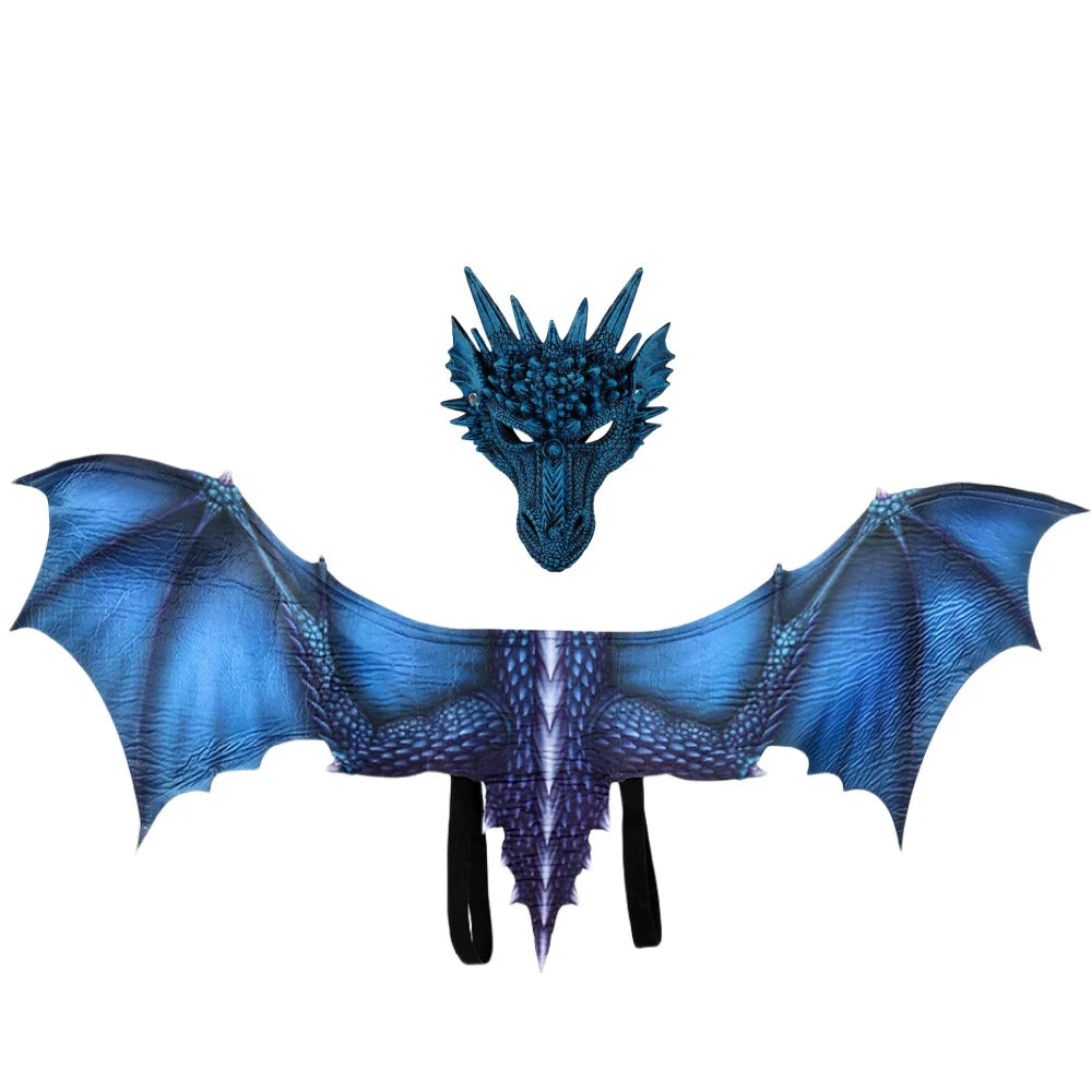 Dragon Cosplay Mask & Wings Set – Adult Dinosaur Halloween Costume for Carnival, Masquerade & Cosplay Events