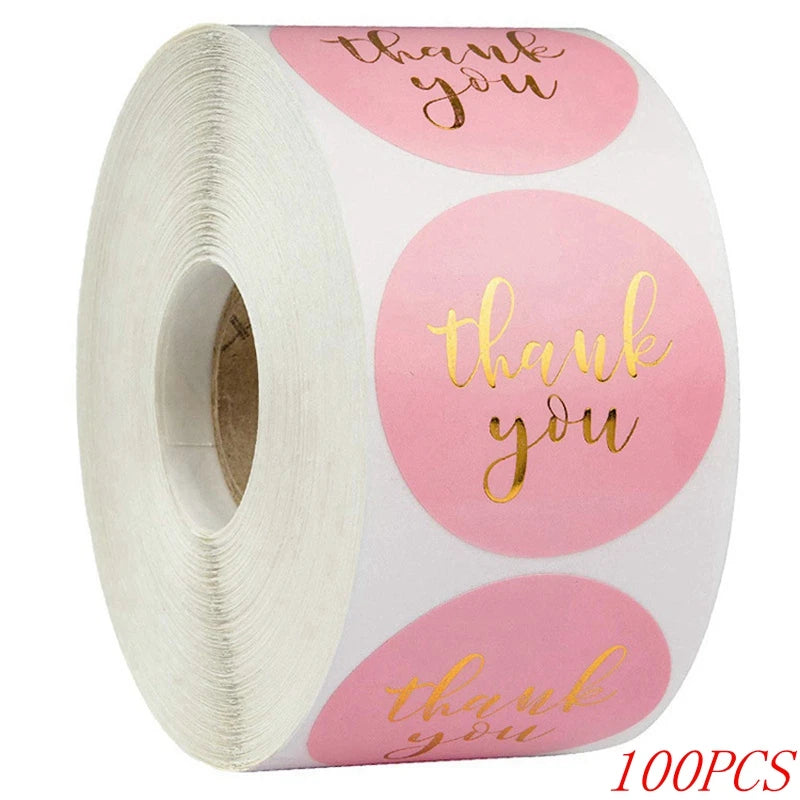 "Thank You" Round Stickers – 1 inch Envelope Seal Labels for Packaging, Weddings, Party Favours & Handmade Gifts (50–500pcs, Multiple Designs)