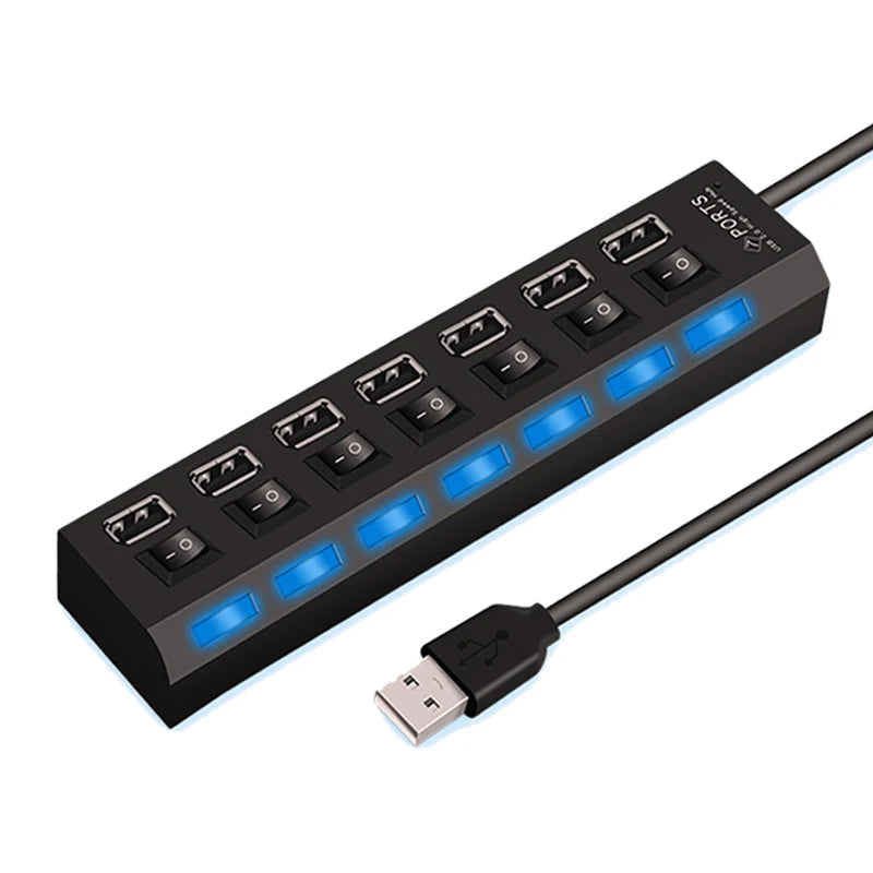 4/7-Port USB 2.0 Hub with Individual LED Switches