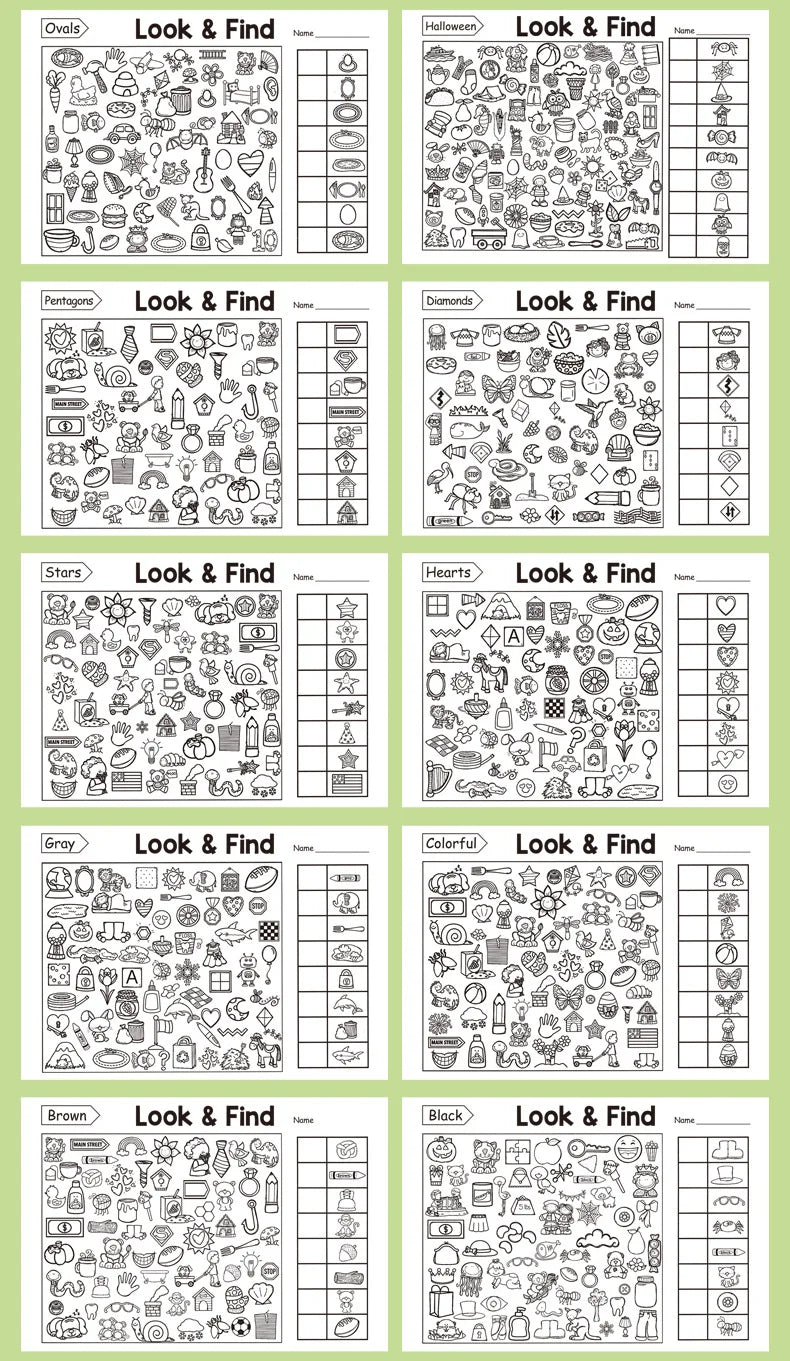 Children’s Search & Find Activity Book – Visual Perception, Colouring, Focus & Handwriting Exercises for Kids (32 Pages)