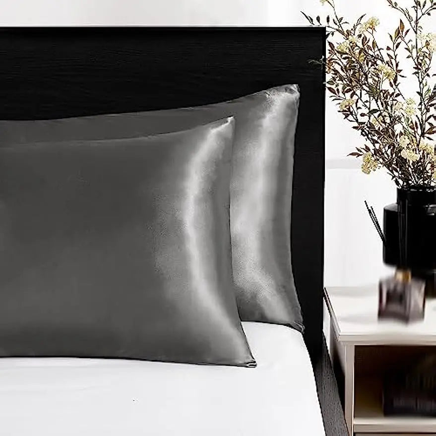 2pcs Satin Silk Pillowcase for Hair and Skin, Coral Pillow Cases Standard Size Set of Super Soft Pillow Case