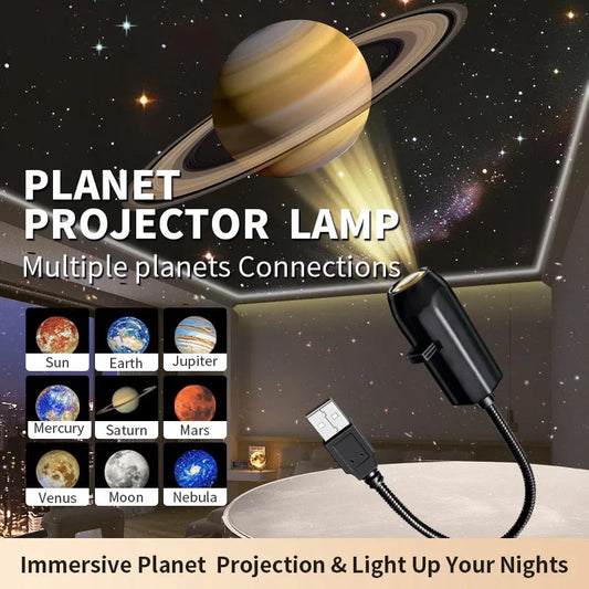 360° Rotating USB LED Projector Night Light – Halloween, Christmas & Planetary Scene Projector for Wall & Ceiling Decor (6 or