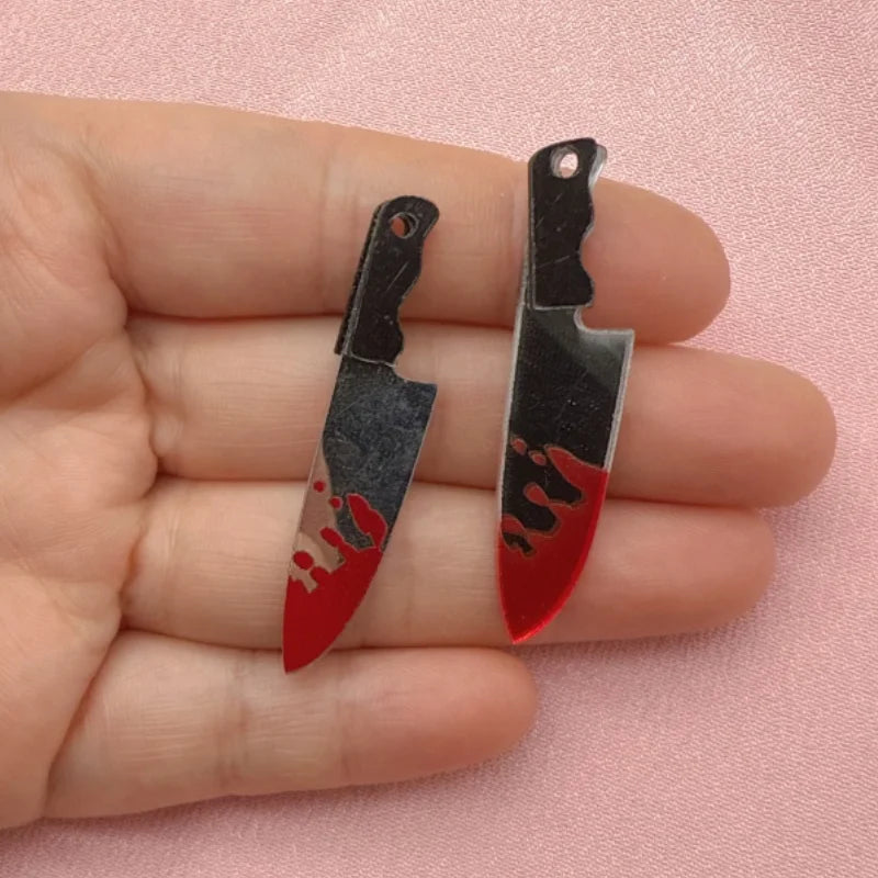 12pcs Acrylic Halloween Sword & Knife Charm Set – DIY Earrings, Necklace & Keychain Pendants
