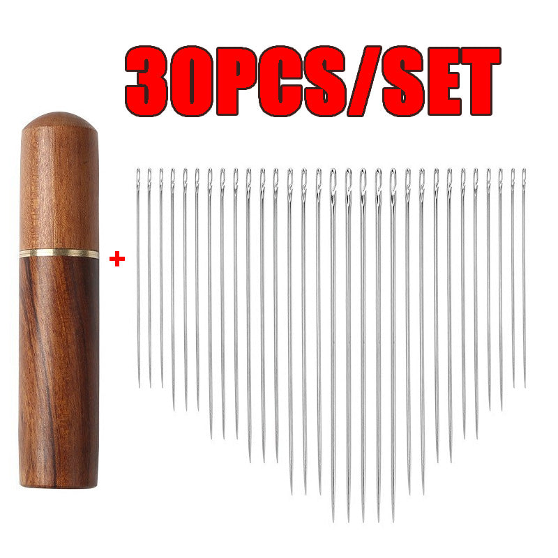 30pcs Self-Threading Sewing Needles — Stainless Steel Easy-Thread Hand Sewing & Embroidery Set